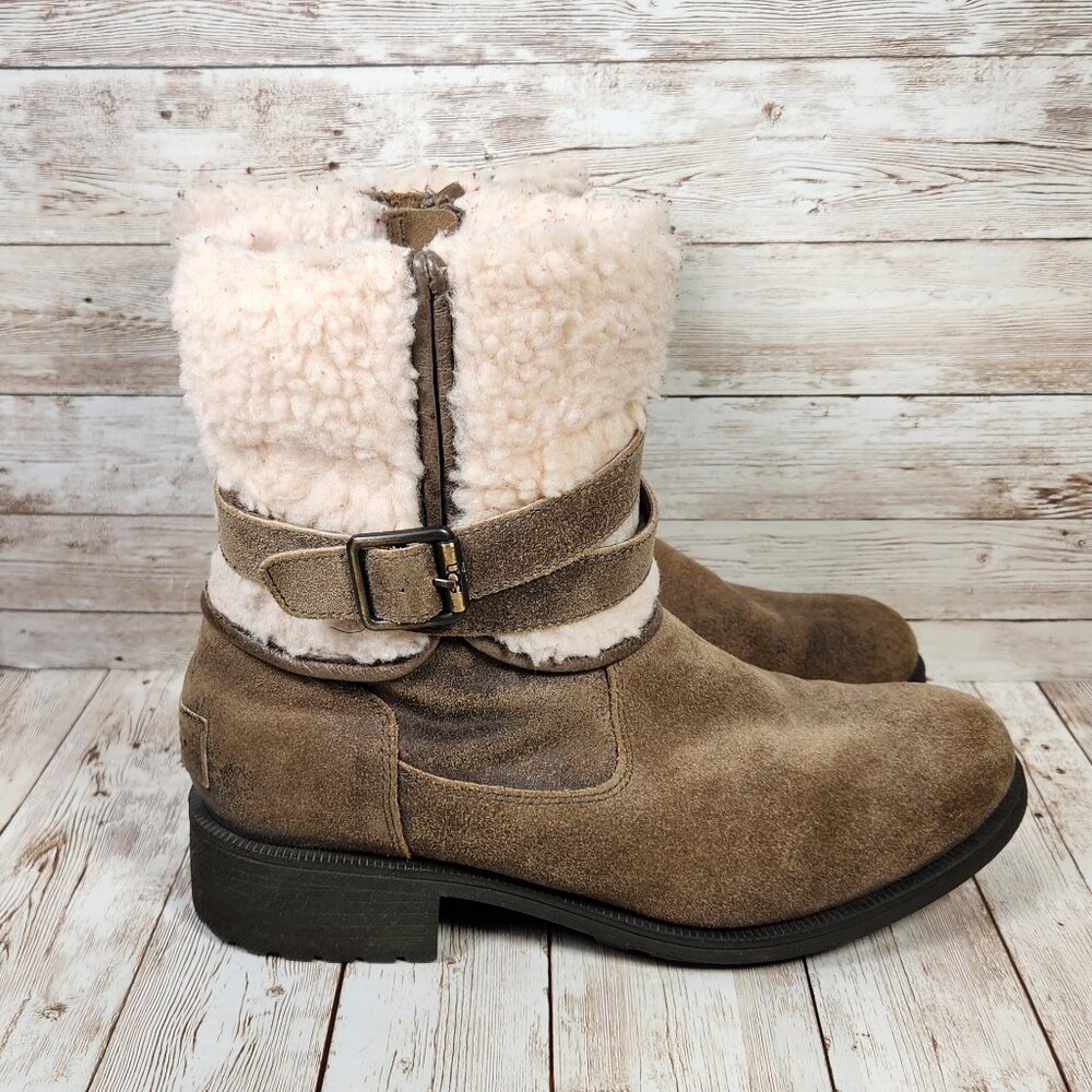 UGG Blayre II Women's 8 Waterproof Brown Leather Zipper Sheepskin Boots 1095153